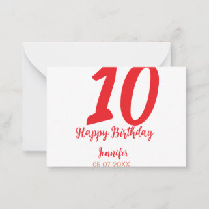 Carte De Correspondance 10e anniversaire ajouter nom date année rouge modè