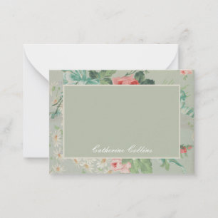 Carte De Correspondance 1890 British Vintage Fabric Roses & Daisies