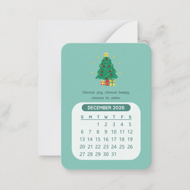 Carte De Correspondance 2026 Décembre Calendrier Motivationnel Mensuel Kaw (Devant)