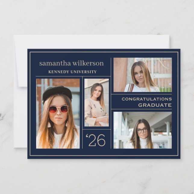 Carte De Correspondance 4 Collage de photos Félicitations Diplômé (Devant)