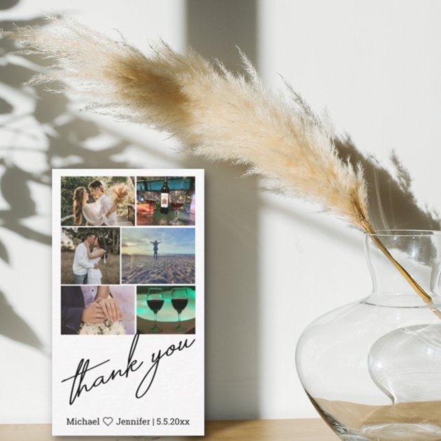 Carte De Correspondance 6 photos design collage mariage merci (Créateur téléchargé)