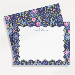 Carte de correspondance à cadre ondulé floral mari