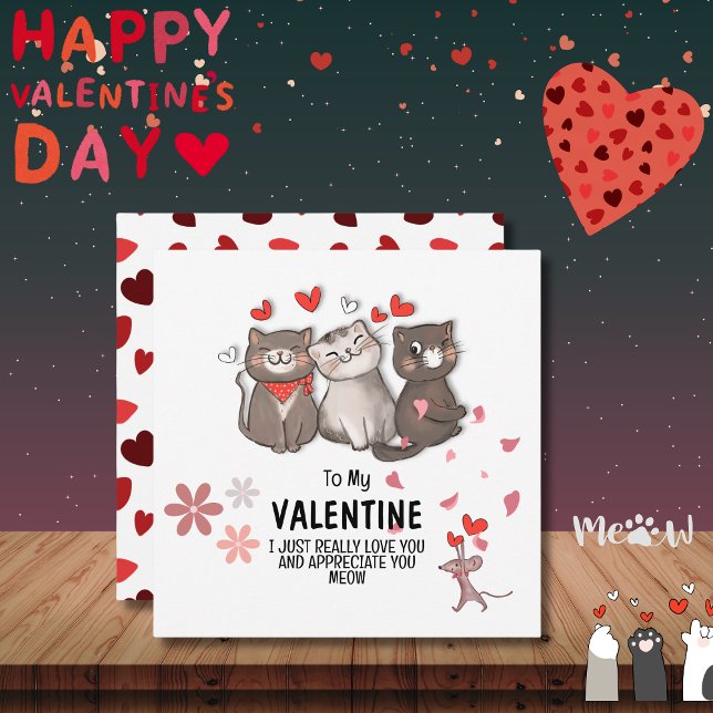Carte De Correspondance À ma Saint-Valentin Miaou (To My Valentine Meow Note Card)