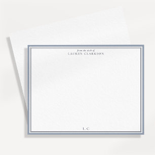Carte de correspondance à monogramme à bordure ble