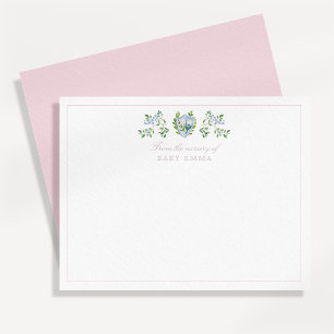 Carte de correspondance à motif floral de crèche à