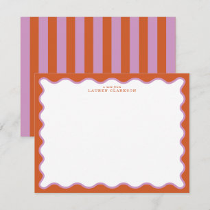 Carte de correspondance à motif ondulé orange brûl