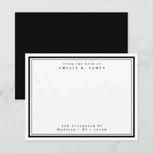 Carte De Correspondance À Partir Du Bureau De Black Two Border Name Adress