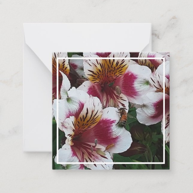 Carte De Correspondance Abeille de miel et Alstromerias (Devant)