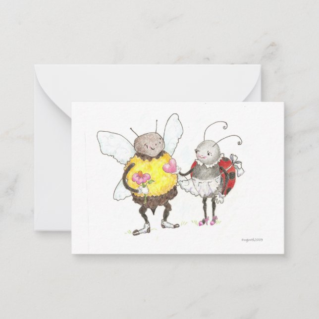 Carte De Correspondance abeille et coccinelle minuscule (Devant)