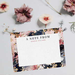 Carte De Correspondance Abstrait Marine & Blush Peint Floral Personnalisé