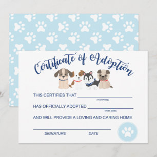 Carte De Correspondance Adopter un certificat d'anniversaire de marionnett