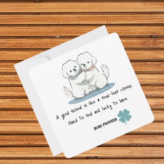 Carte De Correspondance Adorable Bichon Friends avec une citation