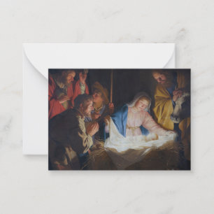 Carte De Correspondance Adoration des bergers - Honthorst - Noël