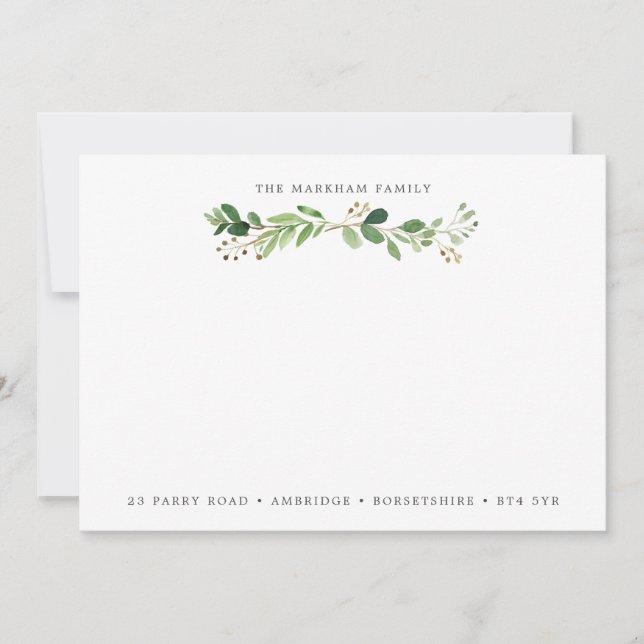 Carte De Correspondance Adresse de famille Eucalyptus Bough (Devant)
