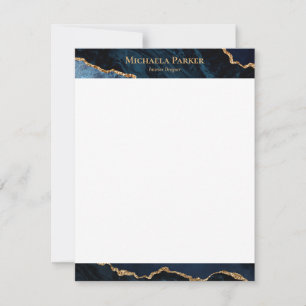 Carte De Correspondance Agate moderne Marine Blue Gold Geode