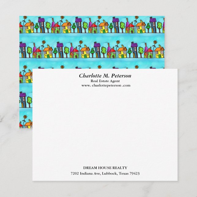 Carte De Correspondance Agent immobilier de maison bleue moderne (Devant / Derrière)