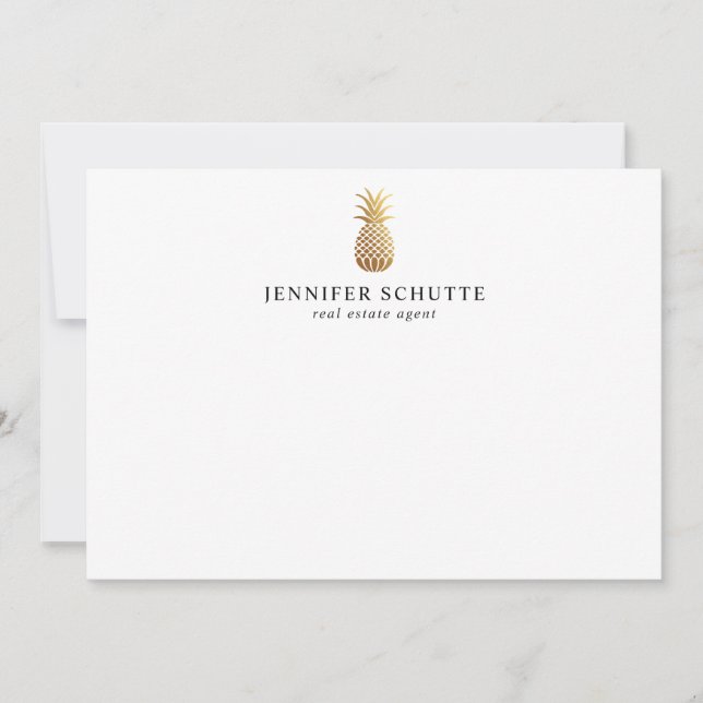 Carte De Correspondance Agent immobilier personnalisé Faux Gold Pineappy (Devant)