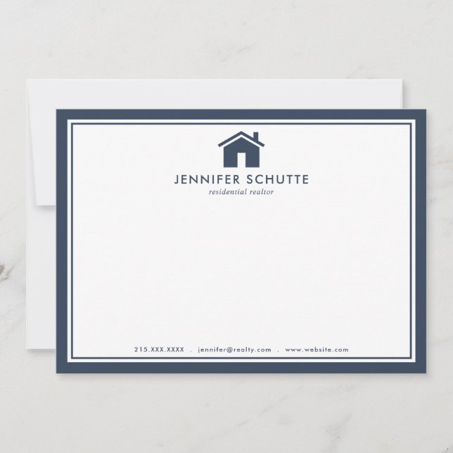 Carte De Correspondance Agent immobilier personnalisé Marine En vichy (Devant)