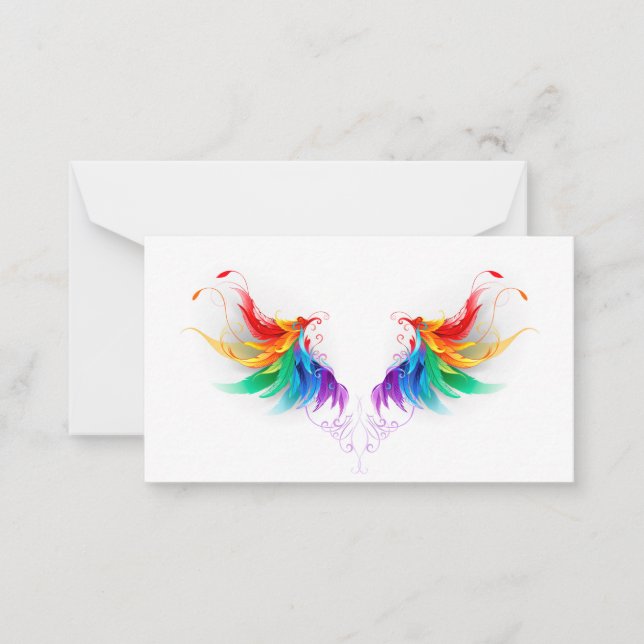 Carte De Correspondance Ailes fluffy arc-en-ciel (Devant)