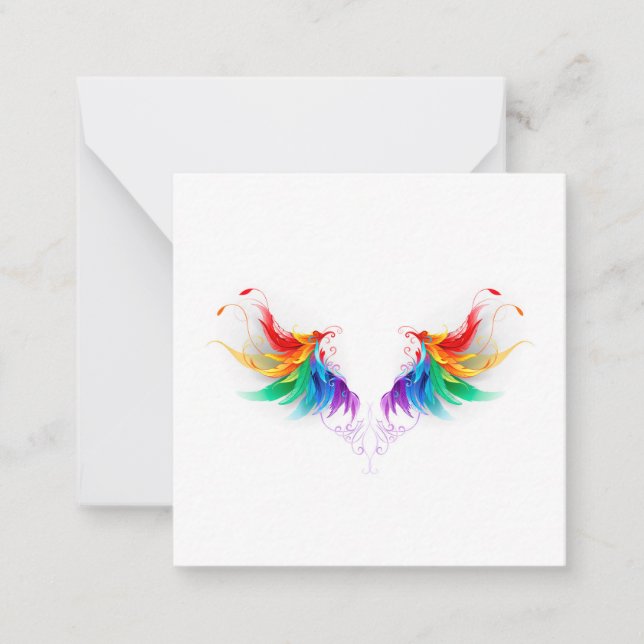 Carte De Correspondance Ailes fluffy arc-en-ciel (Devant)
