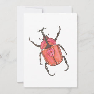 Carte De Correspondance Aimer Bug Rhinoceros Beetle Aquarelle Valentine