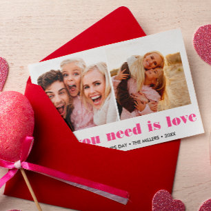 Carte De Correspondance ALL YOU NEED IS LOVE 2 Photo Valentine's Day PINK