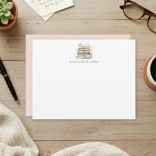 Carte De Correspondance Amateur de livres Cottagecore à l'aquarelle floral