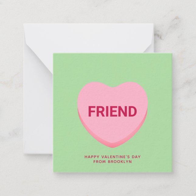 Carte De Correspondance Ami conversation verte coeur Saint Valentin (Devant)
