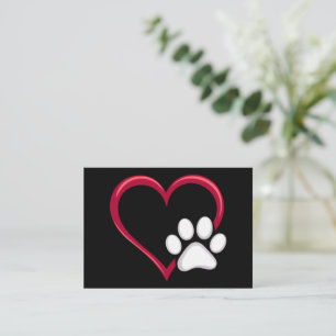 Carte De Correspondance Amour Coeur Chien Patte Saint-Valentin Amateur de 