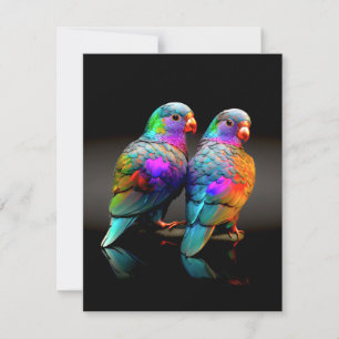 CARTE DE CORRESPONDANCE AMOUR CUITE / OISEAU COLORÉE