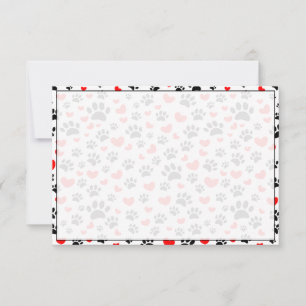 Carte De Correspondance Amoureux des chiens Empreintes de pattes et cœurs