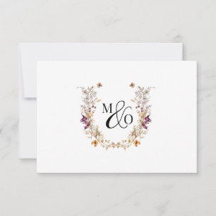Carte De Correspondance Ampersand Monogramme Couple Mariage Fleur sauvage