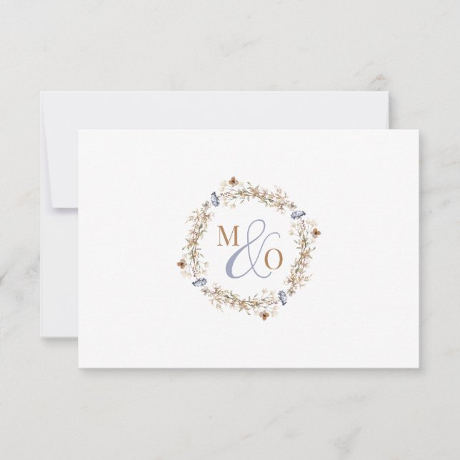 Carte De Correspondance Ampersand Monogramme Couple Mariage Fleur sauvage (Devant)