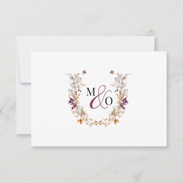 Carte De Correspondance Ampersand Monogramme Couple Mariage Fleur sauvage (Devant)