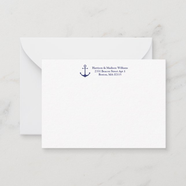 Carte De Correspondance Ancrage nautique bleu marine blanc coutume (Devant)