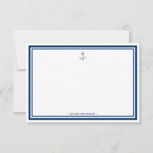 Carte De Correspondance Ancre bleue marine Personnalisée