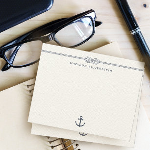Carte De Correspondance Ancre de corde nautique personnalisée