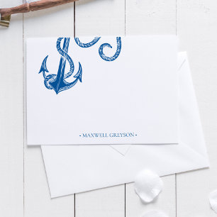 Carte De Correspondance Ancre nautique Papeterie personnalisée Petite