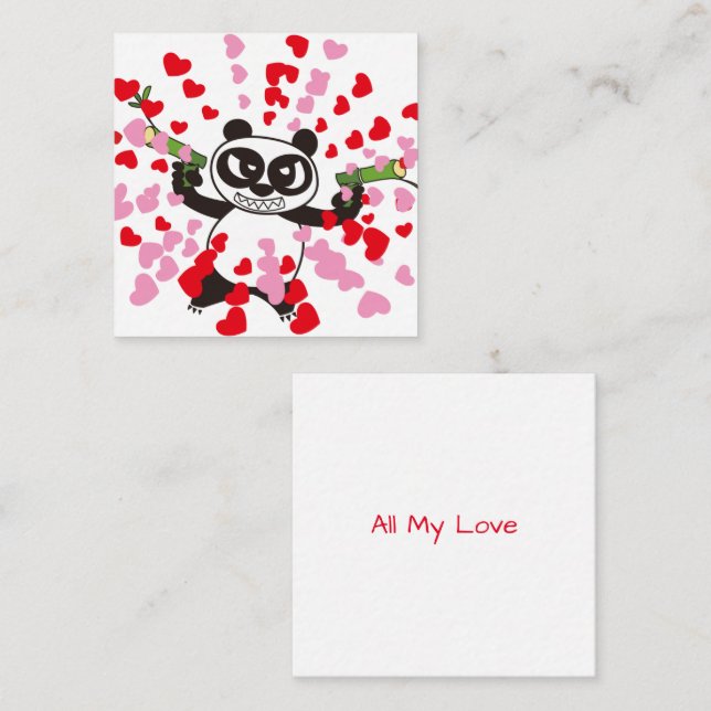 Carte De Correspondance AngryFacePanda Joyeuse Saint-Valentin (Devant / Derrière)