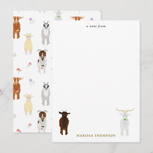 Carte De Correspondance Animaux de ferme de chèvres mignons (Devant / Derrière)
