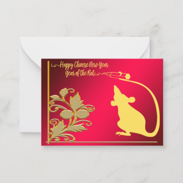 Carte De Correspondance Année Du Motif D'Or Rouge (Devant)
