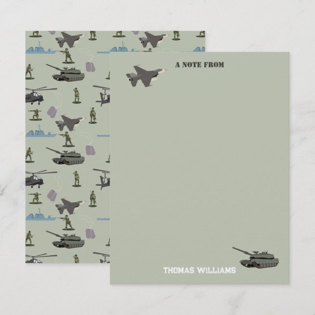 Carte De Correspondance Anniversaire Camouflage Militaire Vert de l'Armée  (Devant / Derrière)