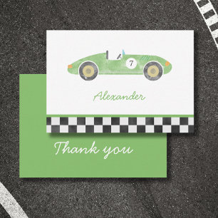 Carte De Correspondance anniversaire de voiture de course verte