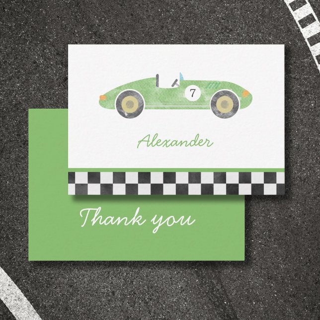 Carte De Correspondance anniversaire de voiture de course verte (Créateur téléchargé)