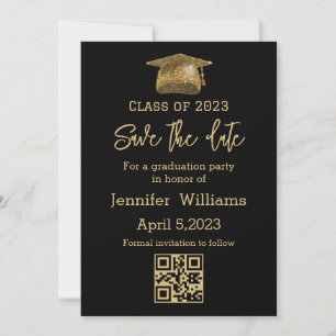 Carte De Correspondance Annonce chic de remise des diplômes avec code QR p