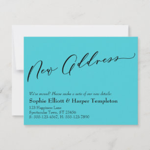 Carte De Correspondance Annonce d'adresse élégante et simple en turquoise