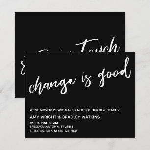 Carte De Correspondance Annonce de déménagement Casual Change is Good Noir