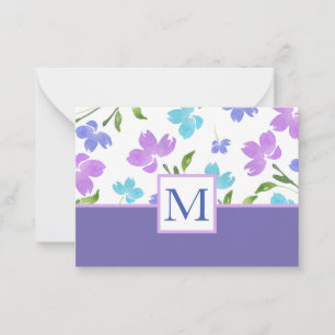 Carte De Correspondance Aqua Periwinkle Purple Aquarelle tiges