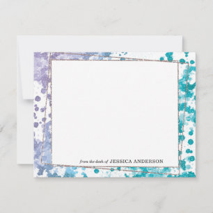 Carte De Correspondance Aquarelle Abstraite de la marine Turquoise moderne