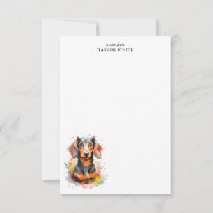 Carte De Correspondance Aquarelle amusante Dachshund Merci personnalisé